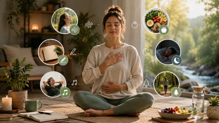 Woman practicing deep breathing to regulate your nervous system naturally