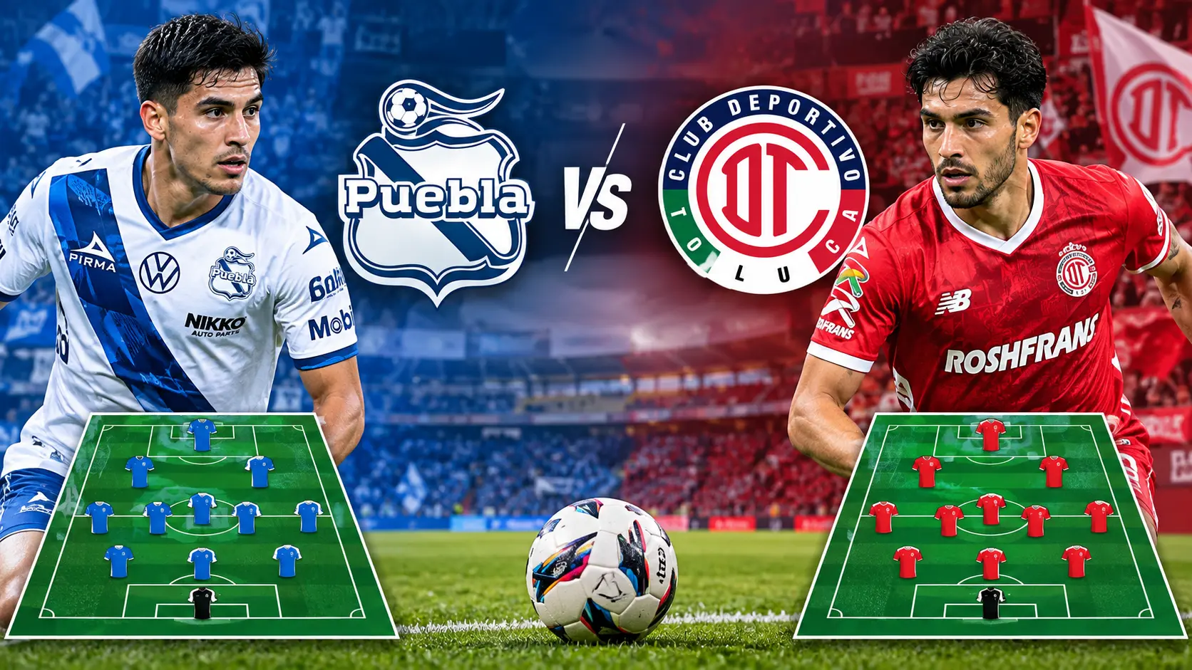 Puebla vs Toluca Liga MX match banner