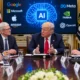 A high-level White House AI meeting with President Trump and major tech CEOs discussing AI regulation and safety.