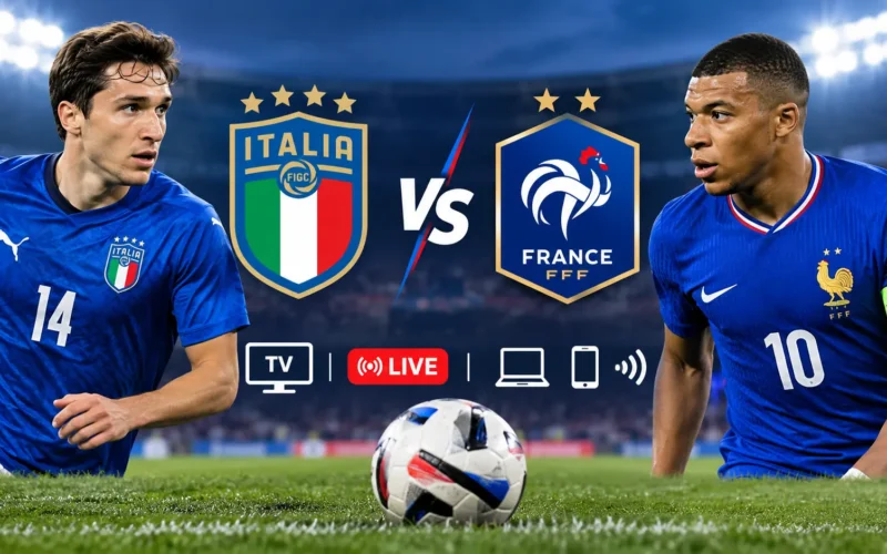 Italy vs France Live Stream match broadcast graphic