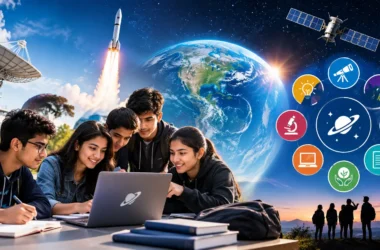 World Space Week 2026 Theme illustration showing rockets and space exploration