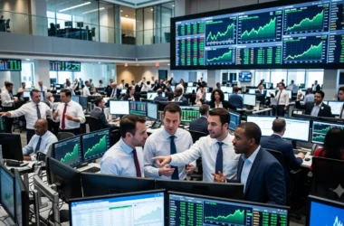 Stock market today chart showing rising stock prices and index trends