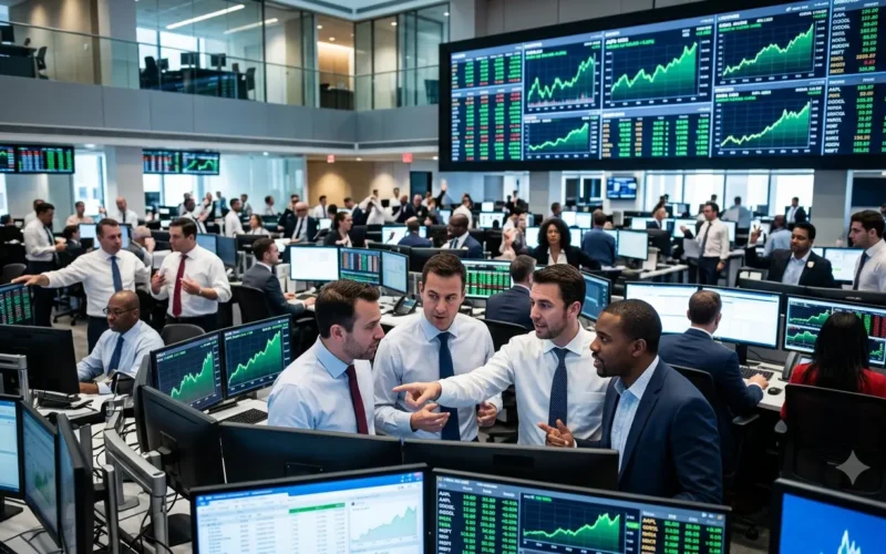 Stock market today chart showing rising stock prices and index trends