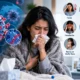 Infographic illustrating the symptoms and G155E mutation details of the new H1N1 flu variant